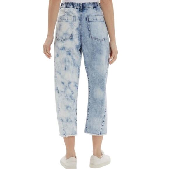 Frayed Women's 26 x 24 Blue High Rise Cropped Barrel Colorblock Jeans MSRP $89 - Picture 2 of 11